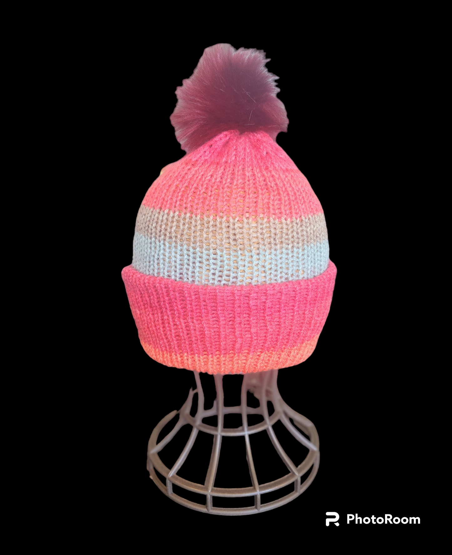 Double Knit Winter hats with Faux Fur Pom-pom (handmade)