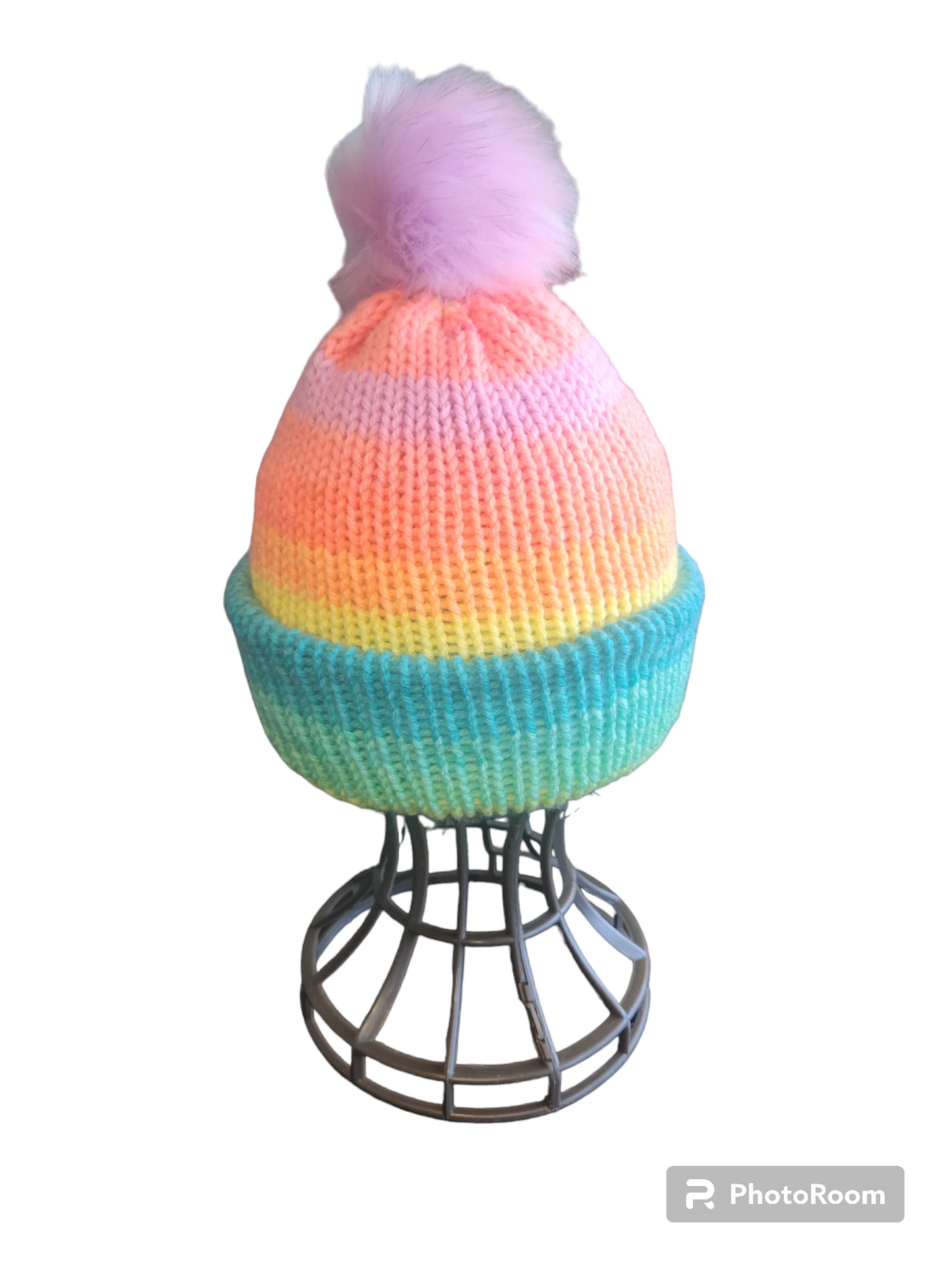 Double Knit Winter hats with Faux Fur Pom-pom (handmade)