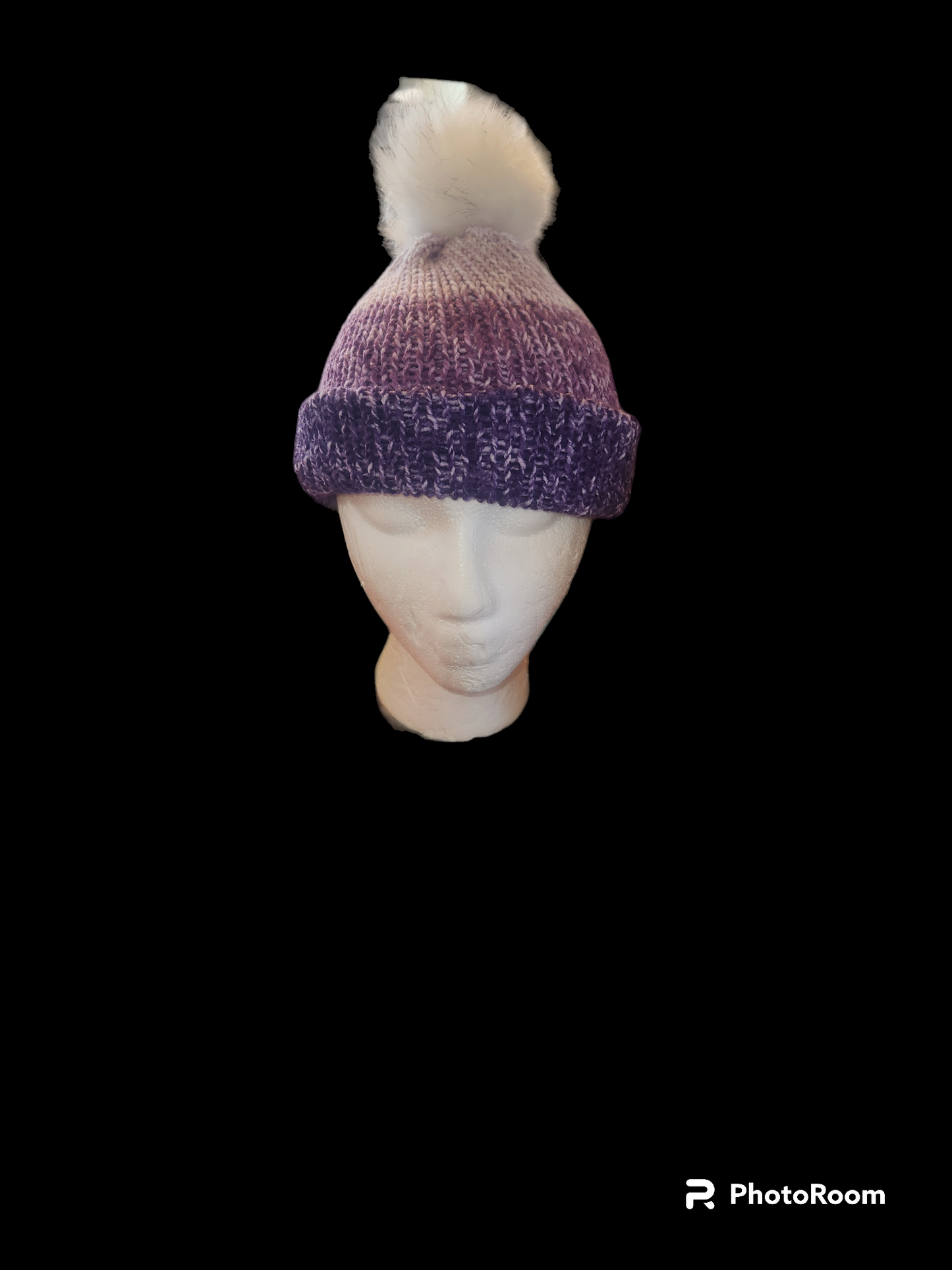 Double Knit Winter hats with Faux Fur Pom-pom (handmade)