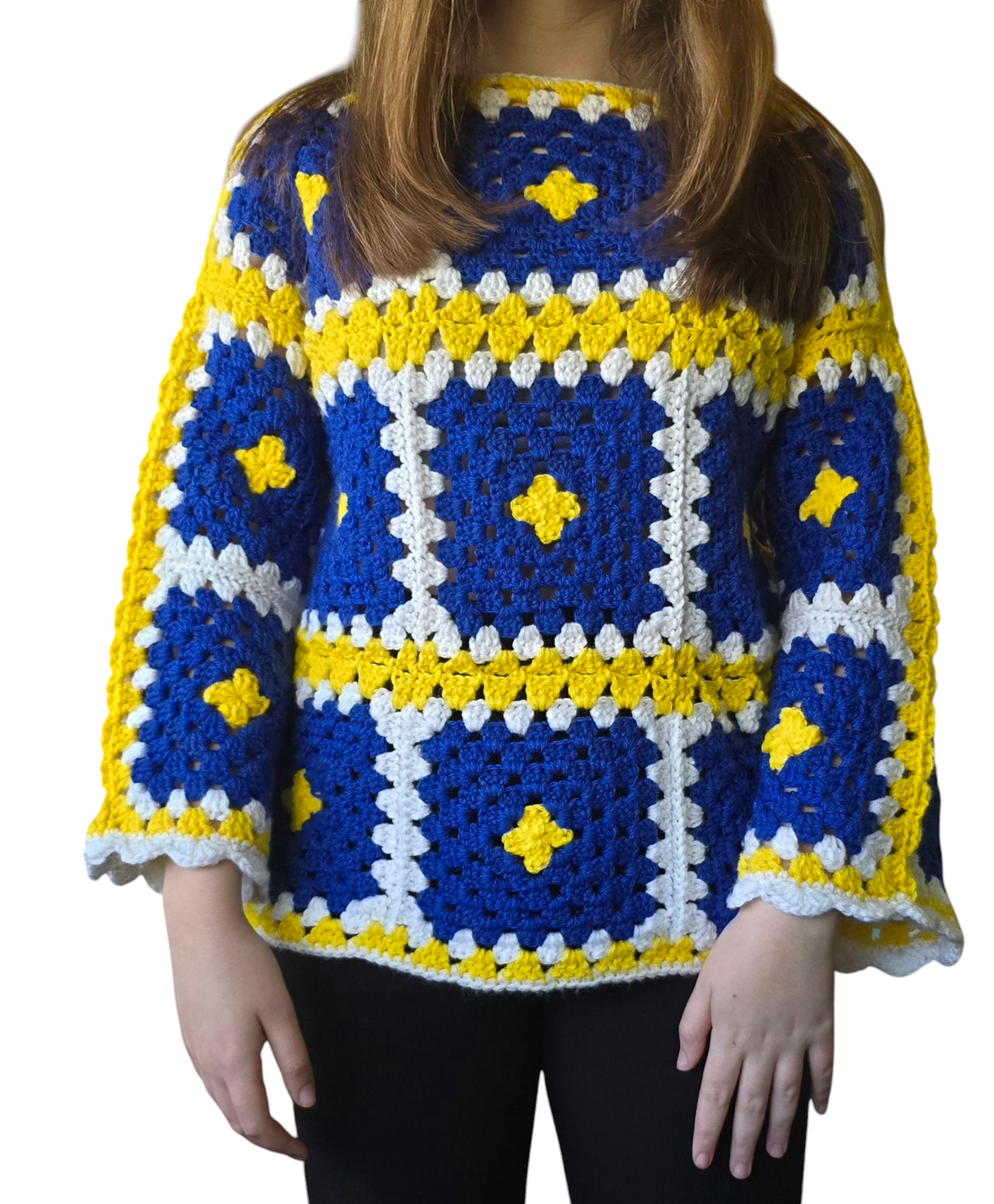 Granny squares handmade crochet pullover/sweater.
