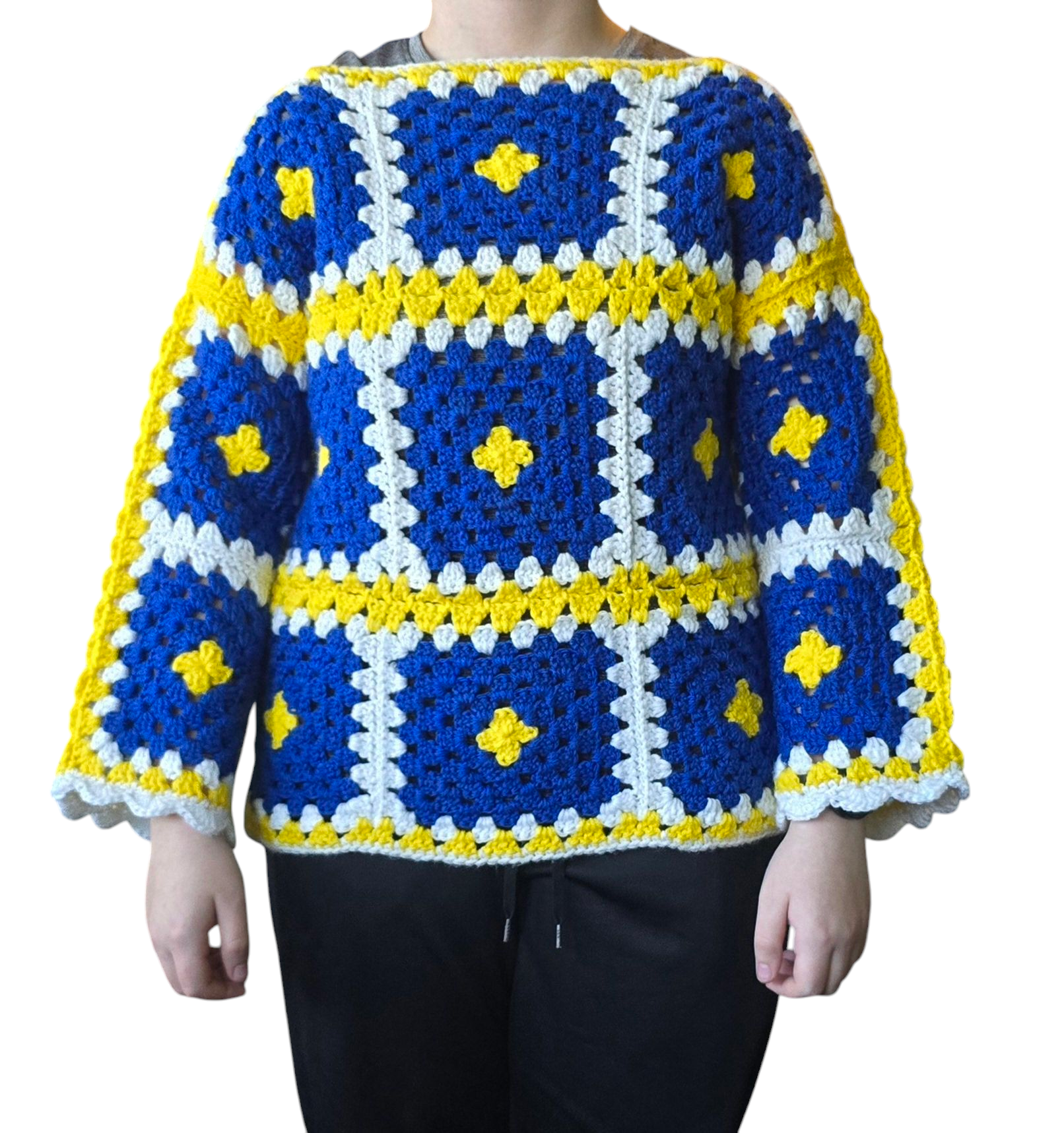 Granny squares handmade crochet pullover/sweater.