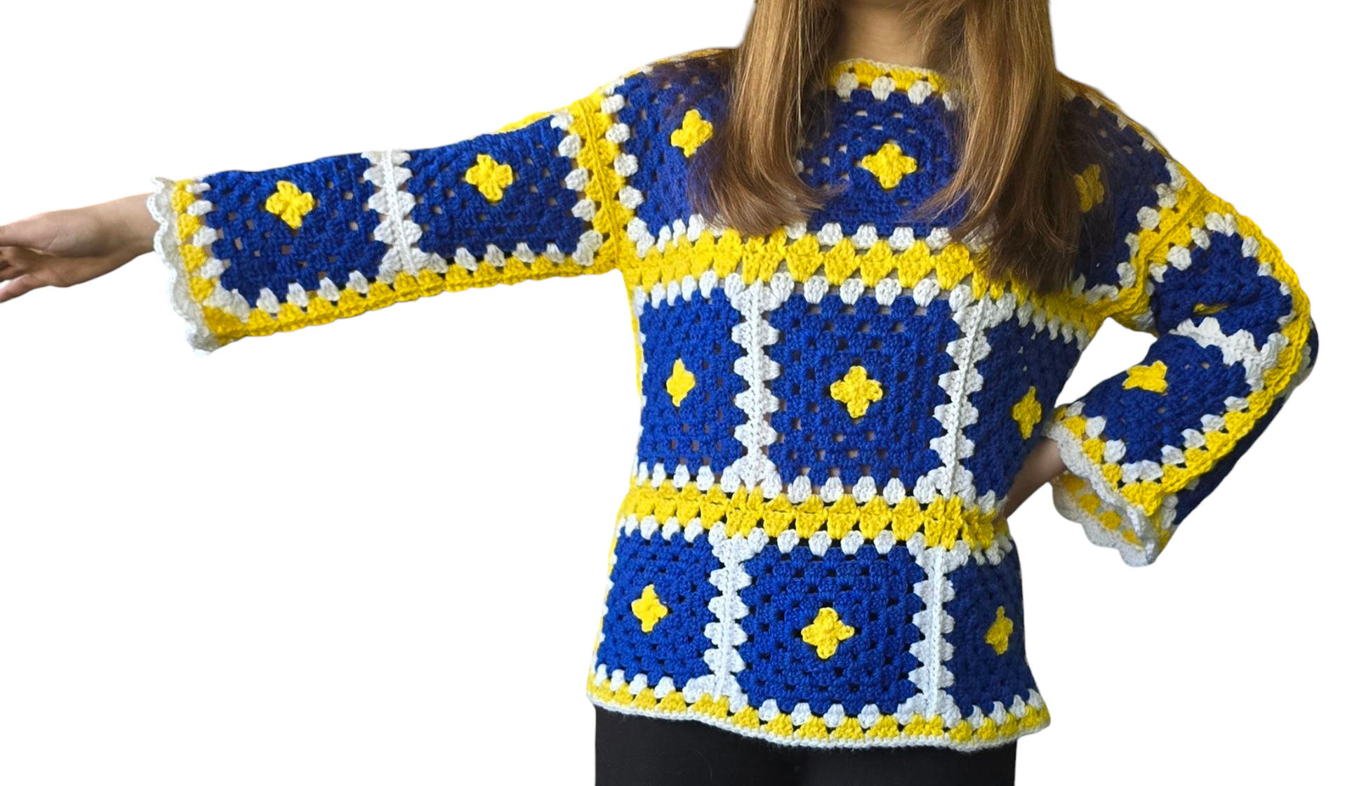 Granny squares handmade crochet pullover/sweater.