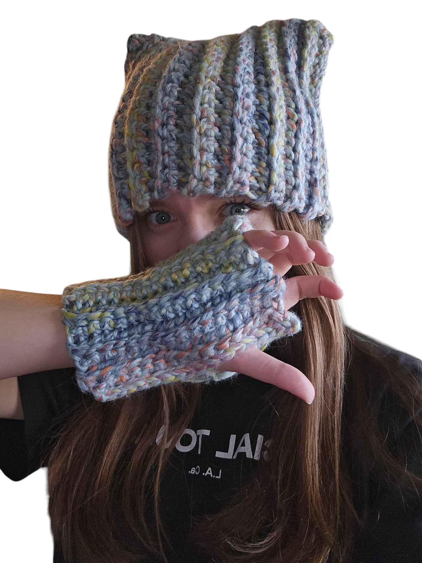 Purffect Cat Ear Hat and fingerless gloves