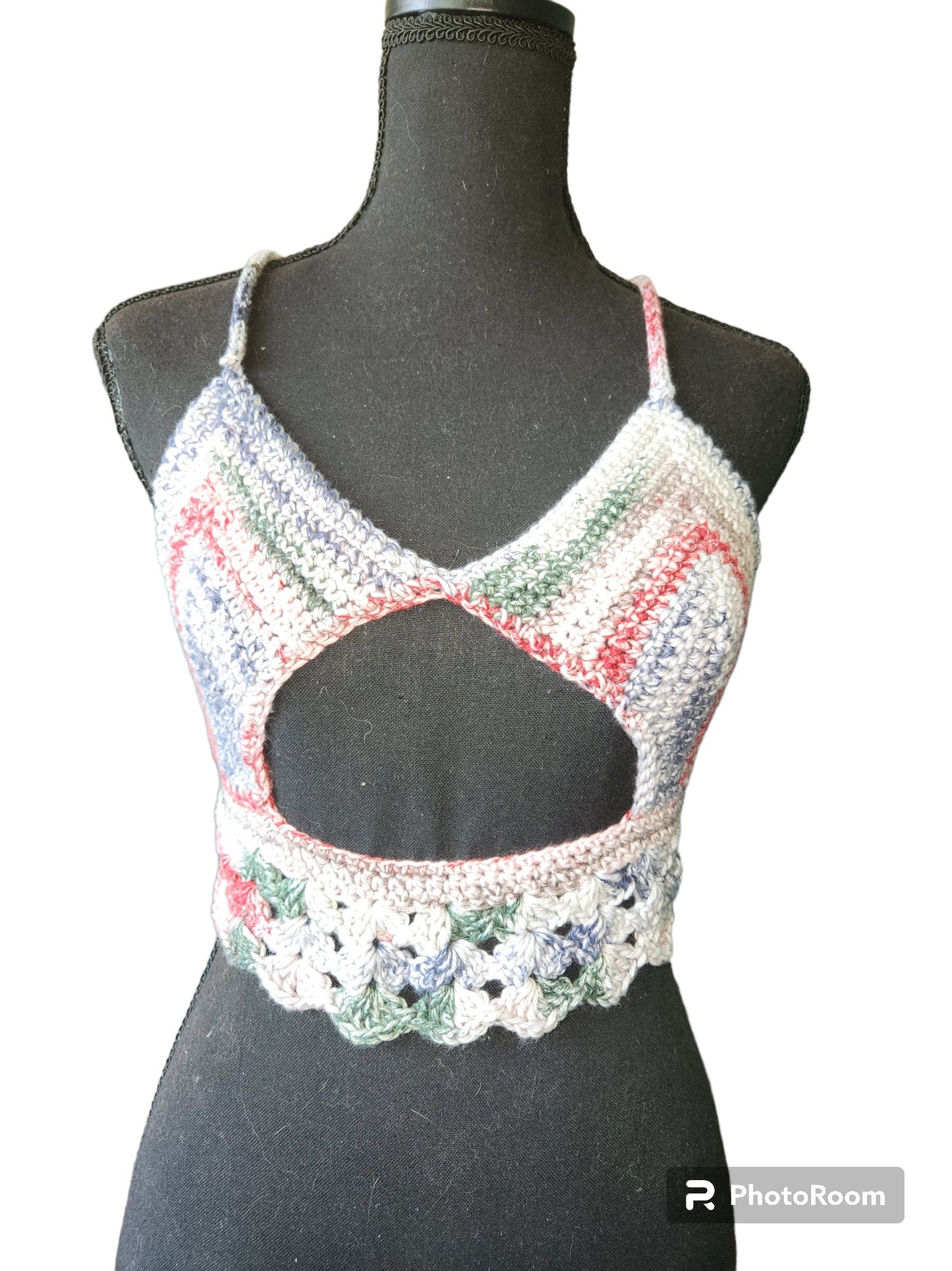 Peek-a-boob Halter Top Handmade Crochet