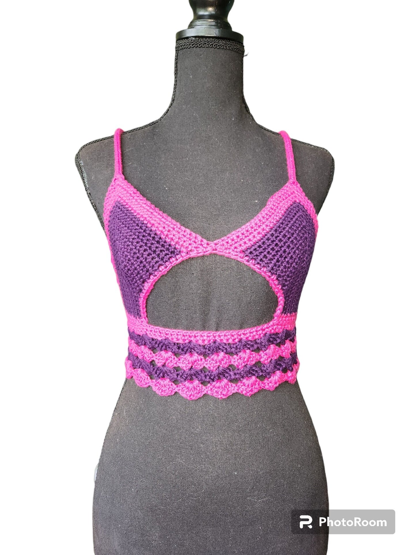 Peek-a-boob Halter Top Handmade Crochet