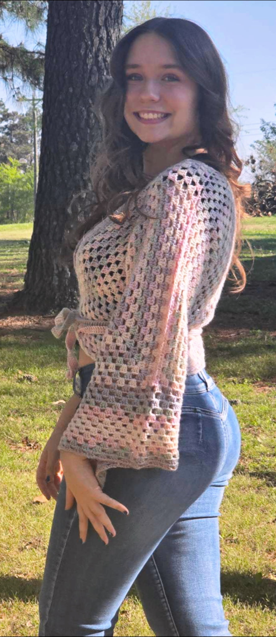Bohemian Wrap Around Crochet Sweater