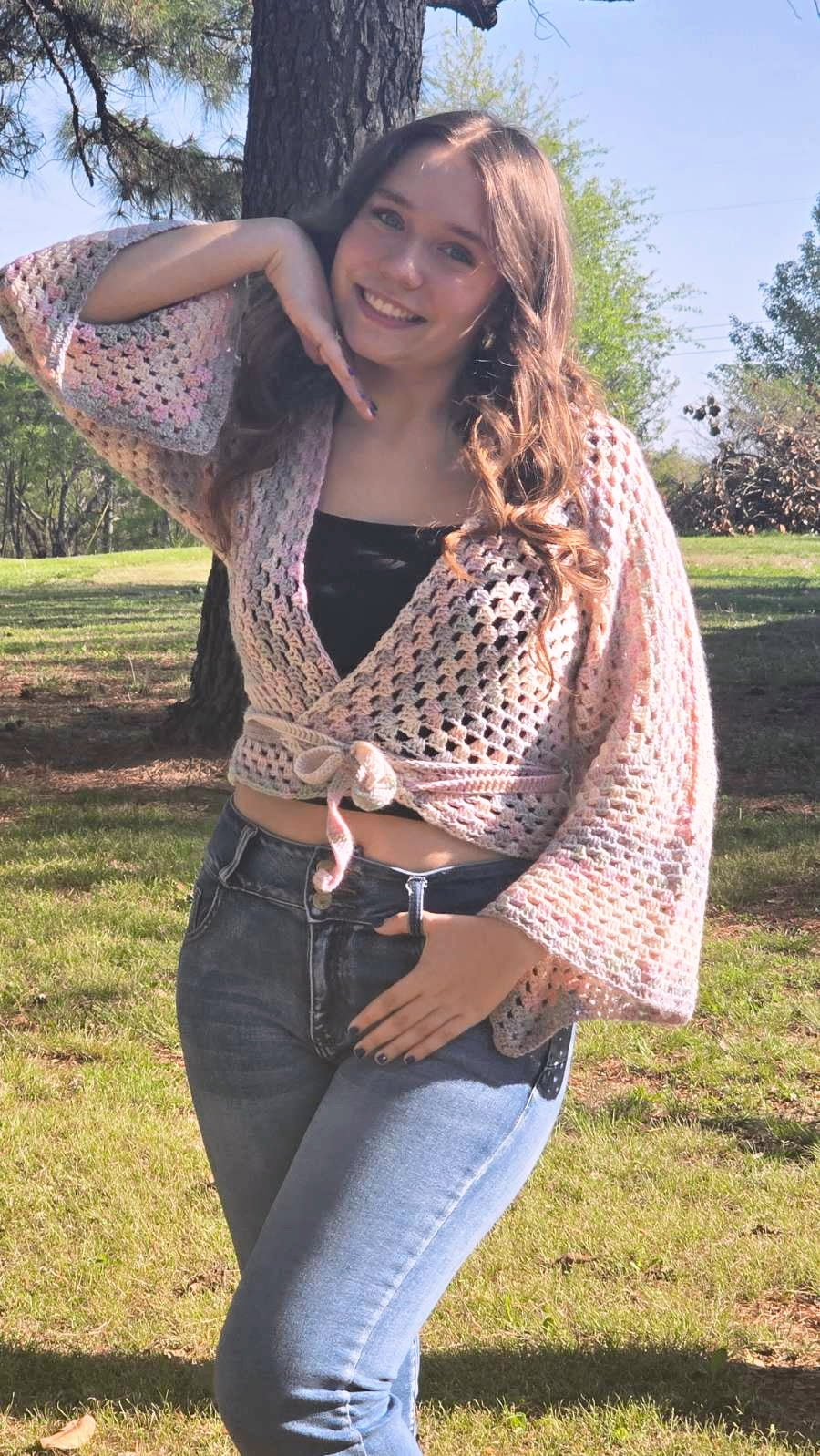 Bohemian Wrap Around Crochet Sweater