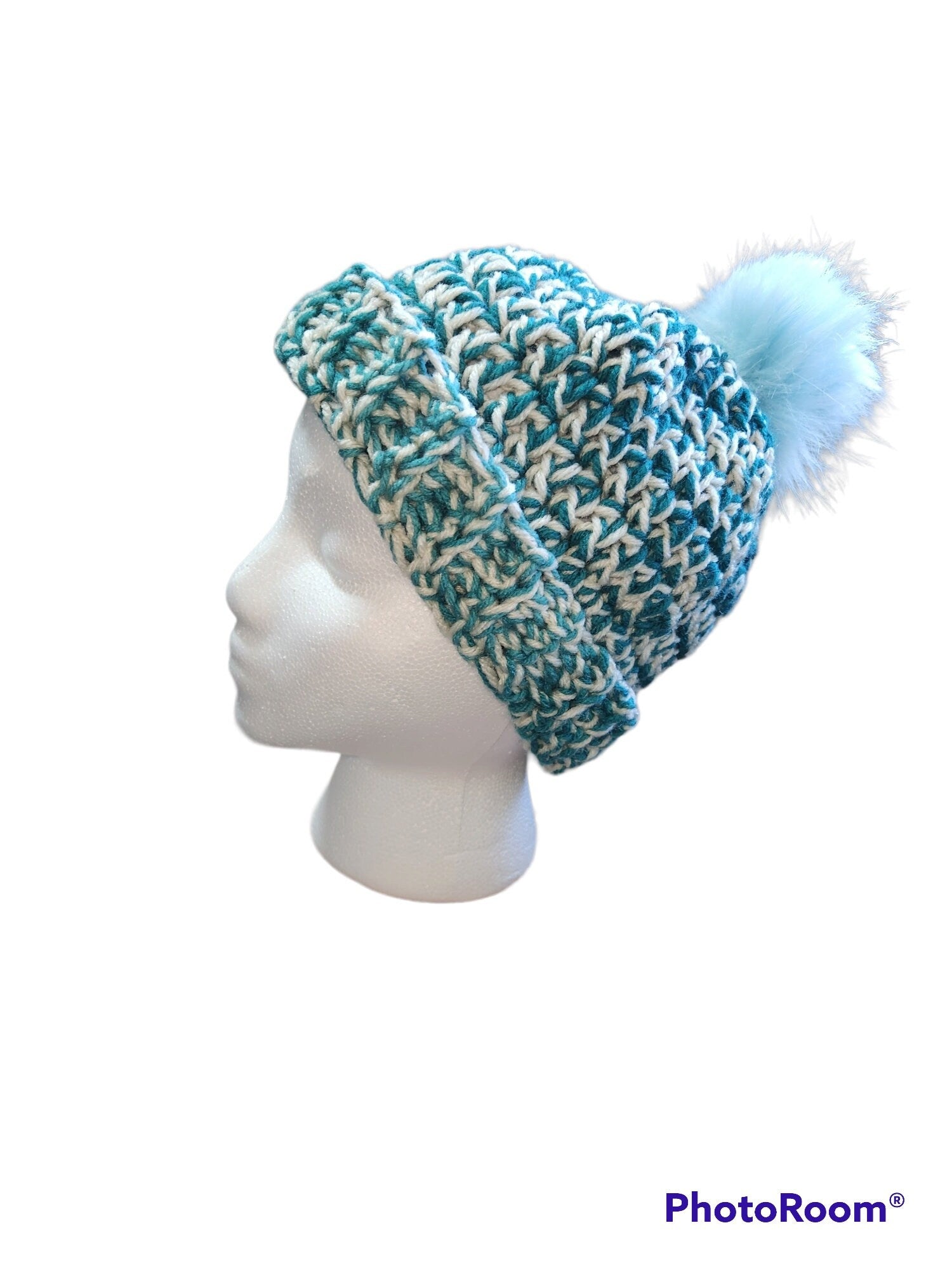 Plush and Thick Winter Beanies with Faux Fur Pom-Pom (handmade crochet)