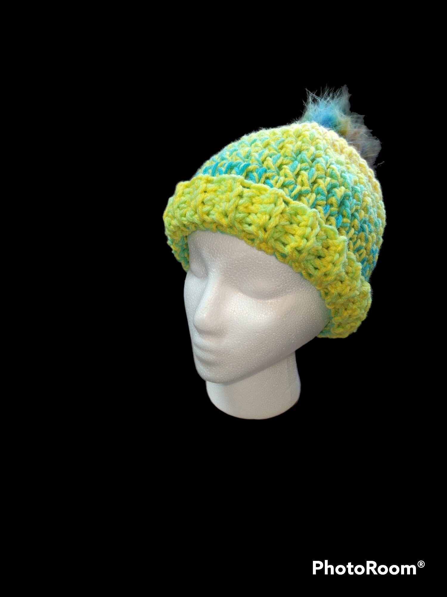 Plush and Thick Winter Beanies with Faux Fur Pom-Pom (handmade crochet)