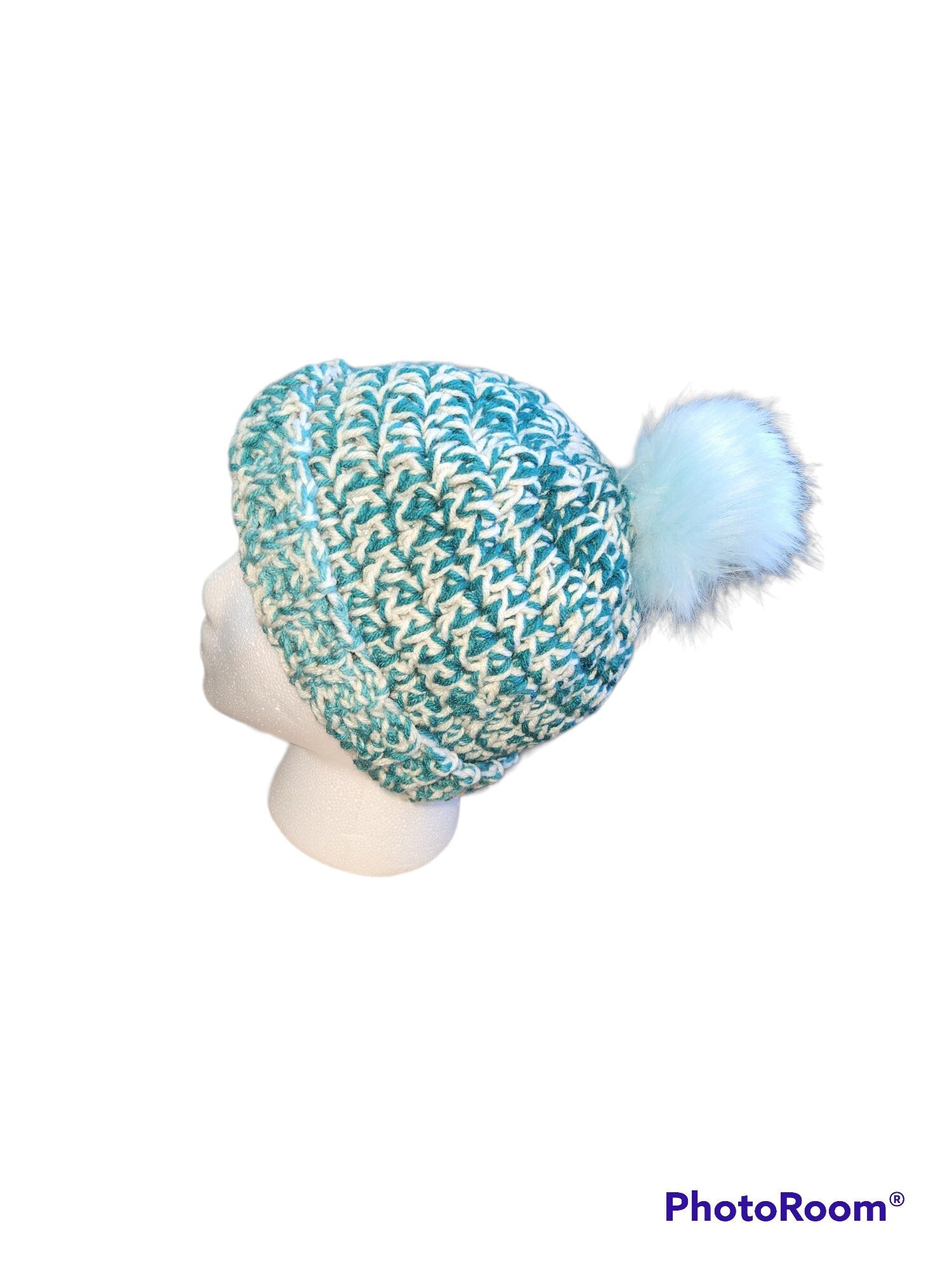 Plush and Thick Winter Beanies with Faux Fur Pom-Pom (handmade crochet)