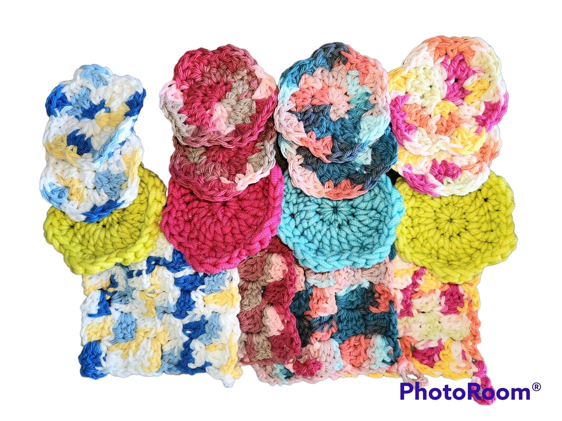 Flower Facial Set (Handmade Crochet)/facial Gift set/exfoliator/cotton scrubby/cotton washcloth/headband/eye mask/face masks