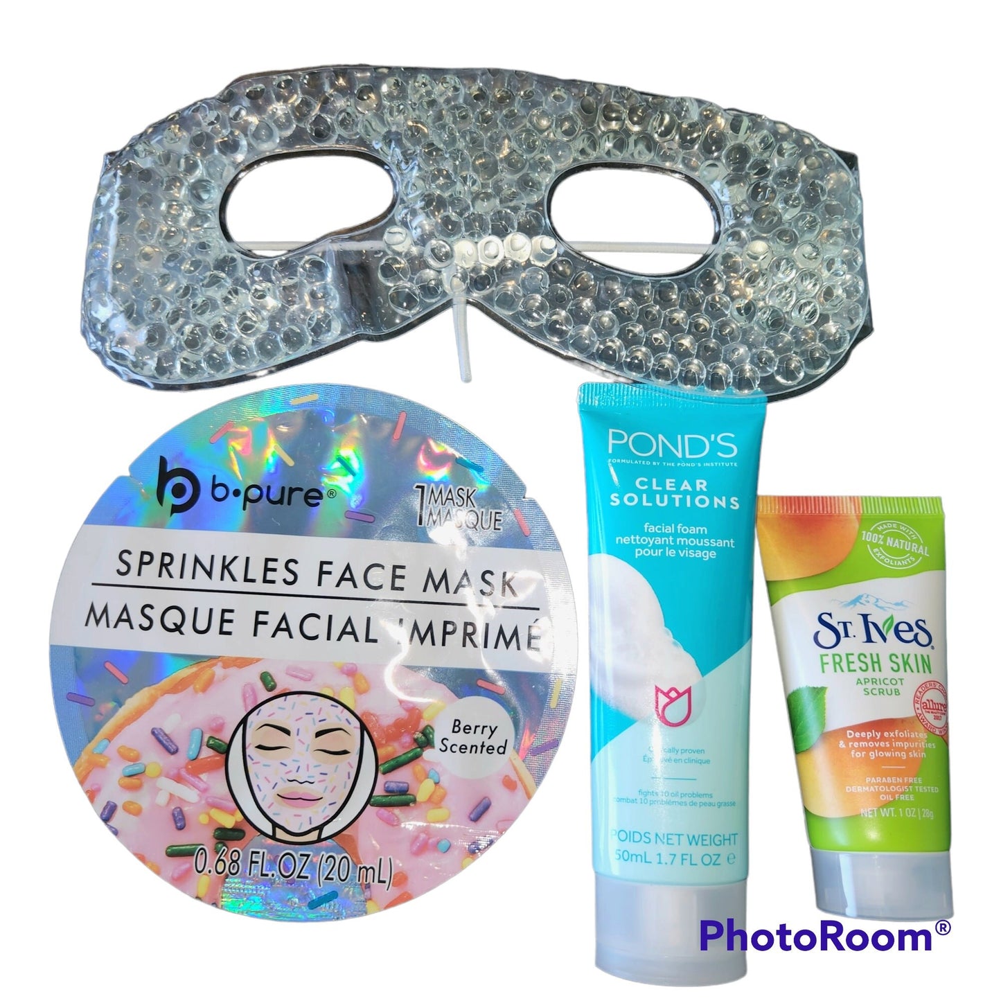 Flower Facial Set (Handmade Crochet)/facial Gift set/exfoliator/cotton scrubby/cotton washcloth/headband/eye mask/face masks