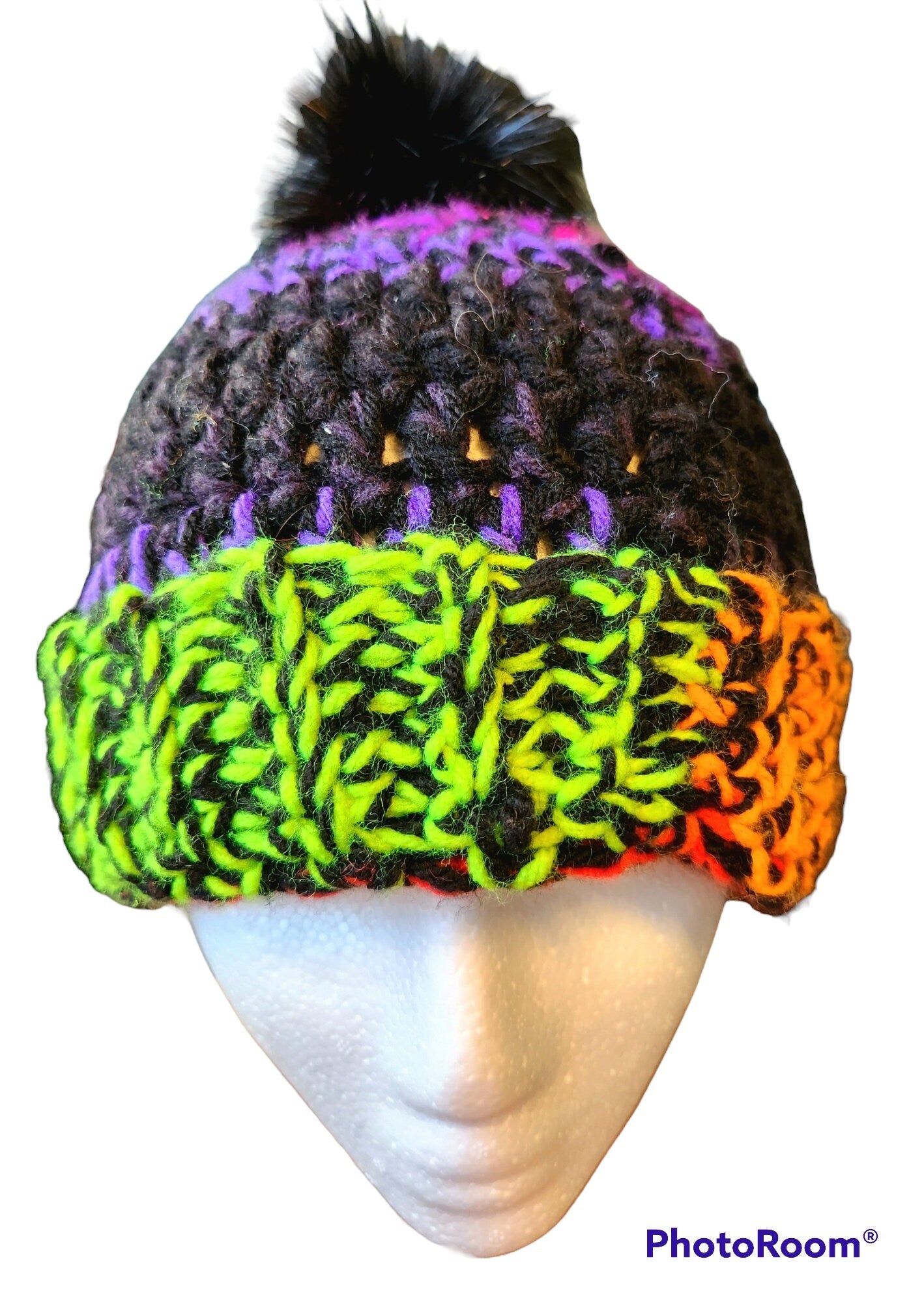 Plush and Thick Winter Beanies with Faux Fur Pom-Pom (handmade crochet)