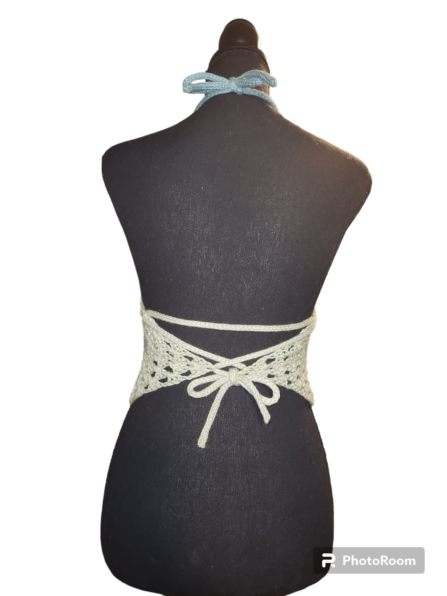 Handmade Crochet Halter Crop top Grany Square with Fringe
