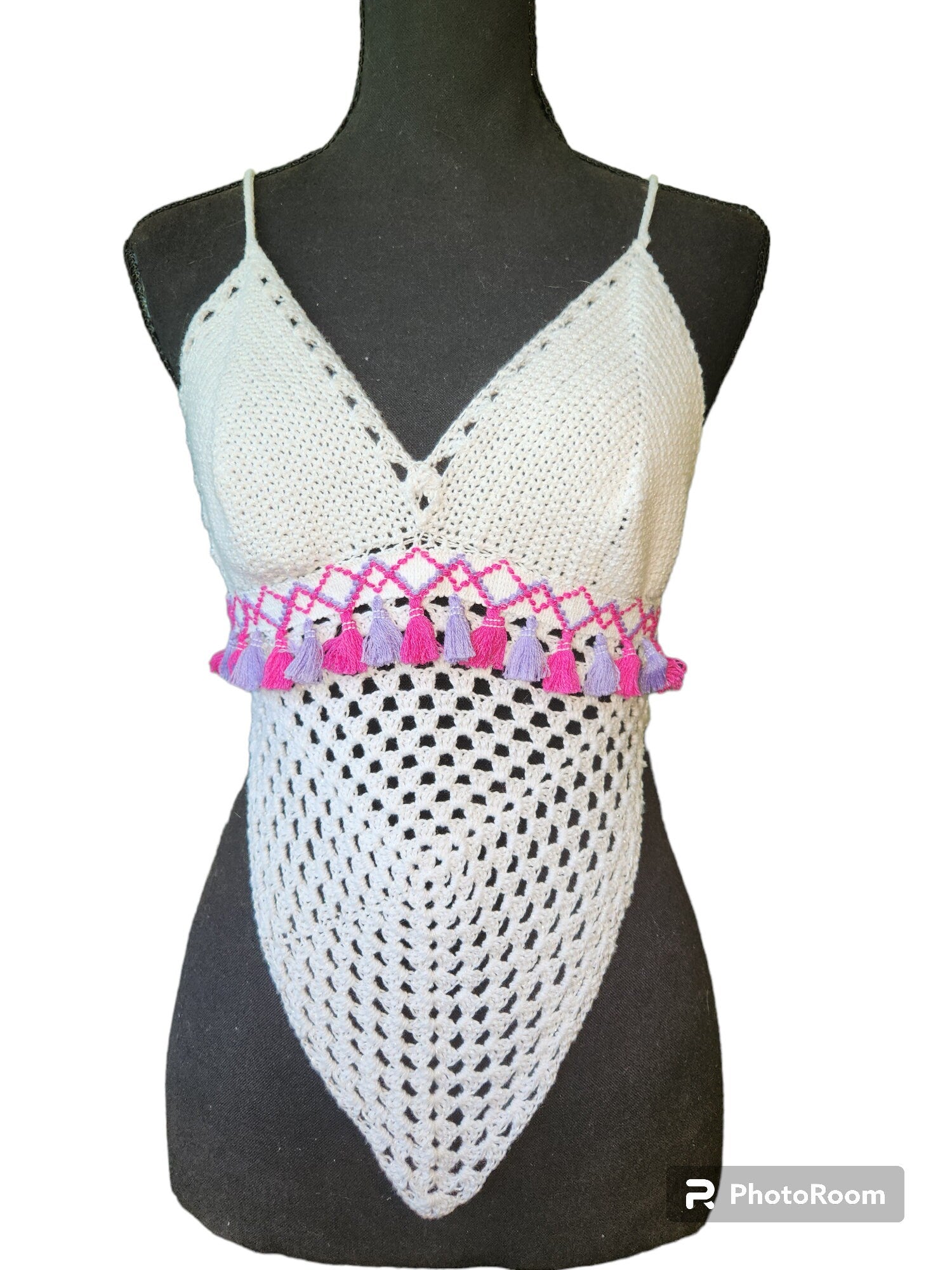 Handmade Crochet Cotton Halter-Top (Shimmering)